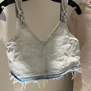 Sea Blue Sleeveless Crop Tank Top